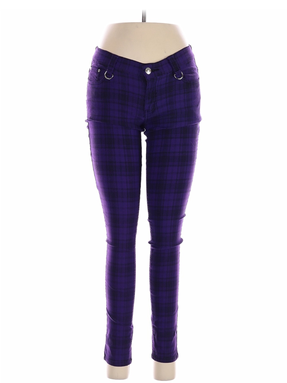 Purple Plaid Skinny Pants